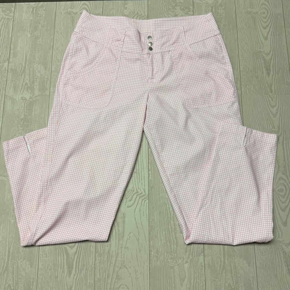 JoFit Women’s Golf Pants Size 2 Pink White Check Stretch Performance Pants